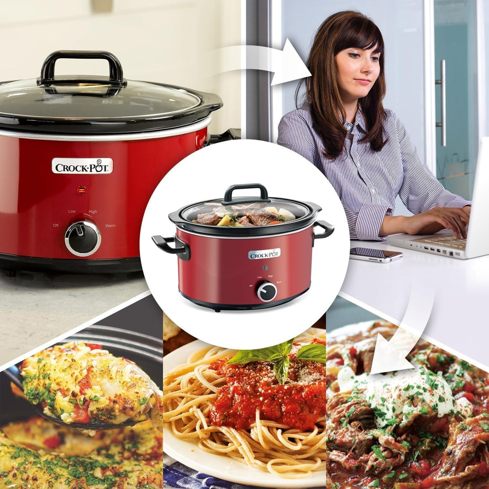 Pomalý hrnec Crock-Pot, 2 nastavení teploty + funkce udržování teploty, 3,5 litru (3-4 osoby), červený [SCV400RD] pomalý hrnec Naty Shop