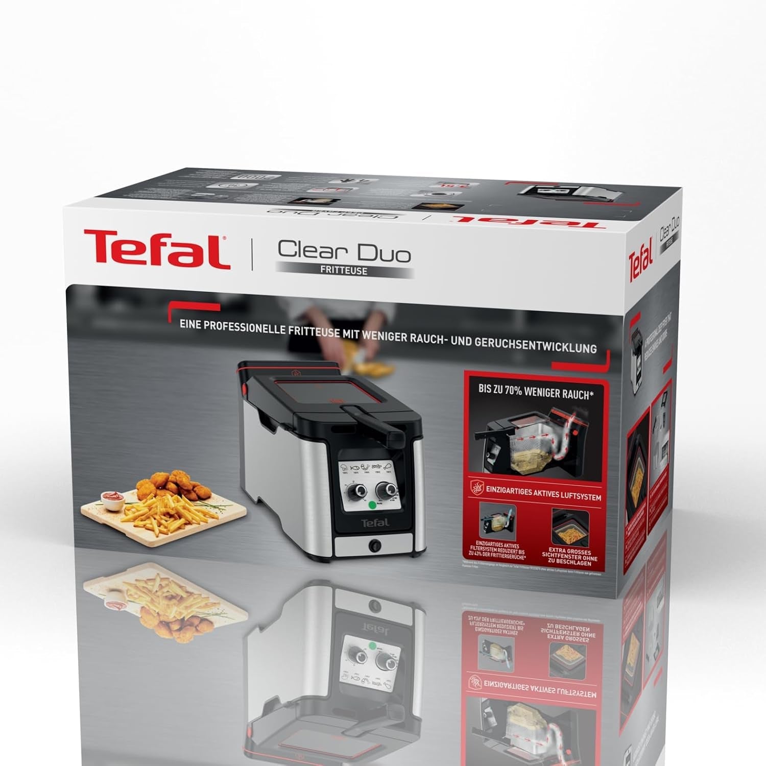 Fritéza Tefal FR600D Clear Duo, smažení s menším množstvím kouře a zápachu, kapacita 1,2 kg, termostat, časovač, velké průhledové okénko bez mlhy Domácí spotřebiče Naty Shop