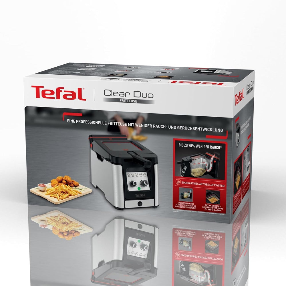 Fritéza Tefal FR600D Clear Duo, smažení s menším množstvím kouře a zápachu, kapacita 1,2 kg, termostat, časovač, velké průhledové okénko bez mlhy Domácí spotřebiče Naty Shop