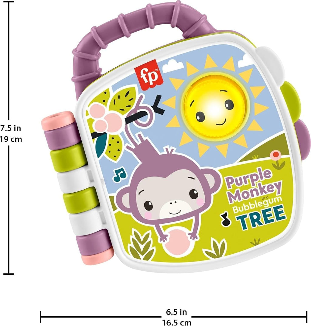 Fisher-Price Baby Toy Purple Monkey Musical Storybook cu lumini și sunete pentru sugari și copii de 6+ luni Jucarii Bebe Naty Shop