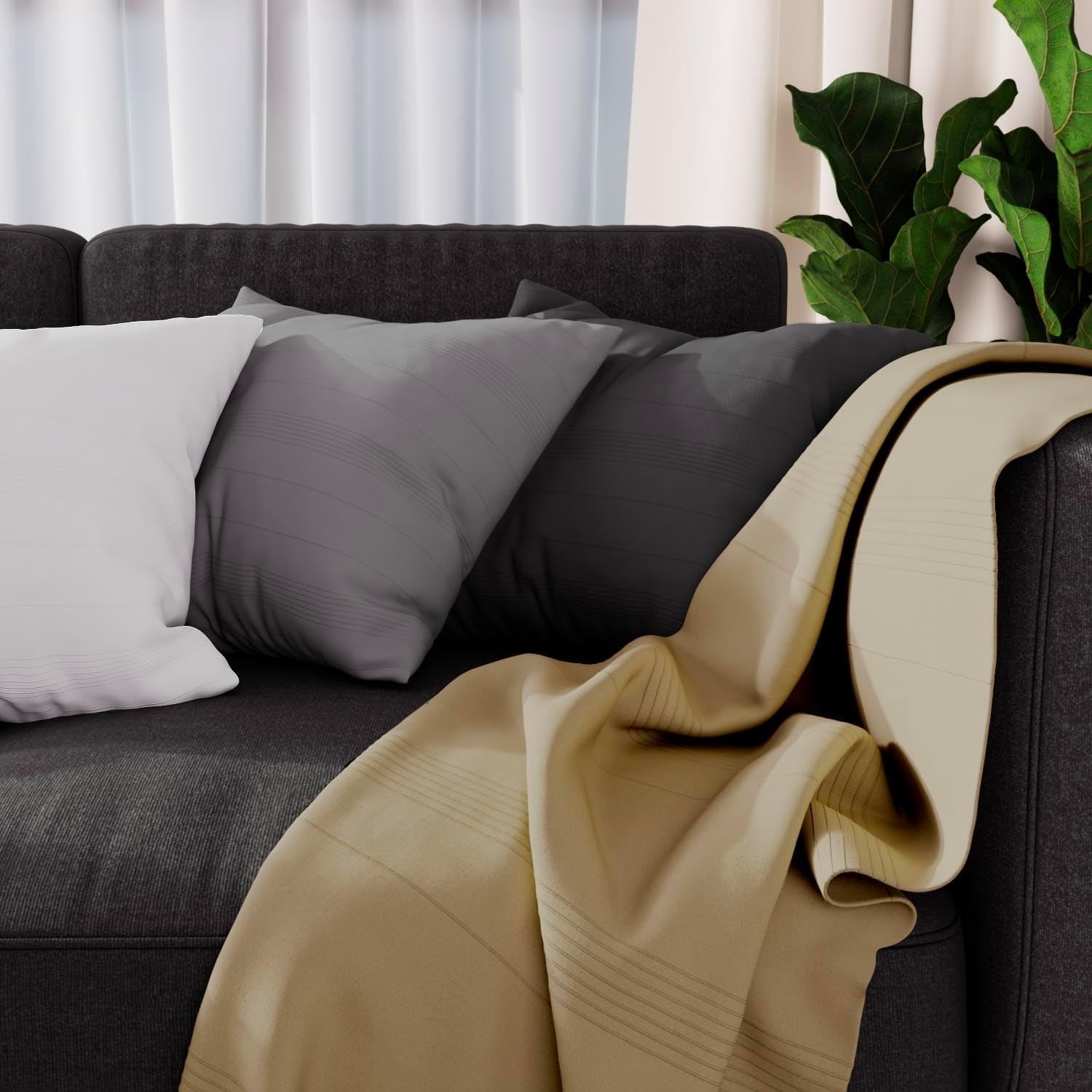 Soleil D'Ocre Adele Plaid, aruncat de fotoliu, Polycoton, Gri, 140 X 200 Cm Paturi si Cuverturi Besuche den Soleil d'ocre-Store Fildeș 140 X 200 Cm