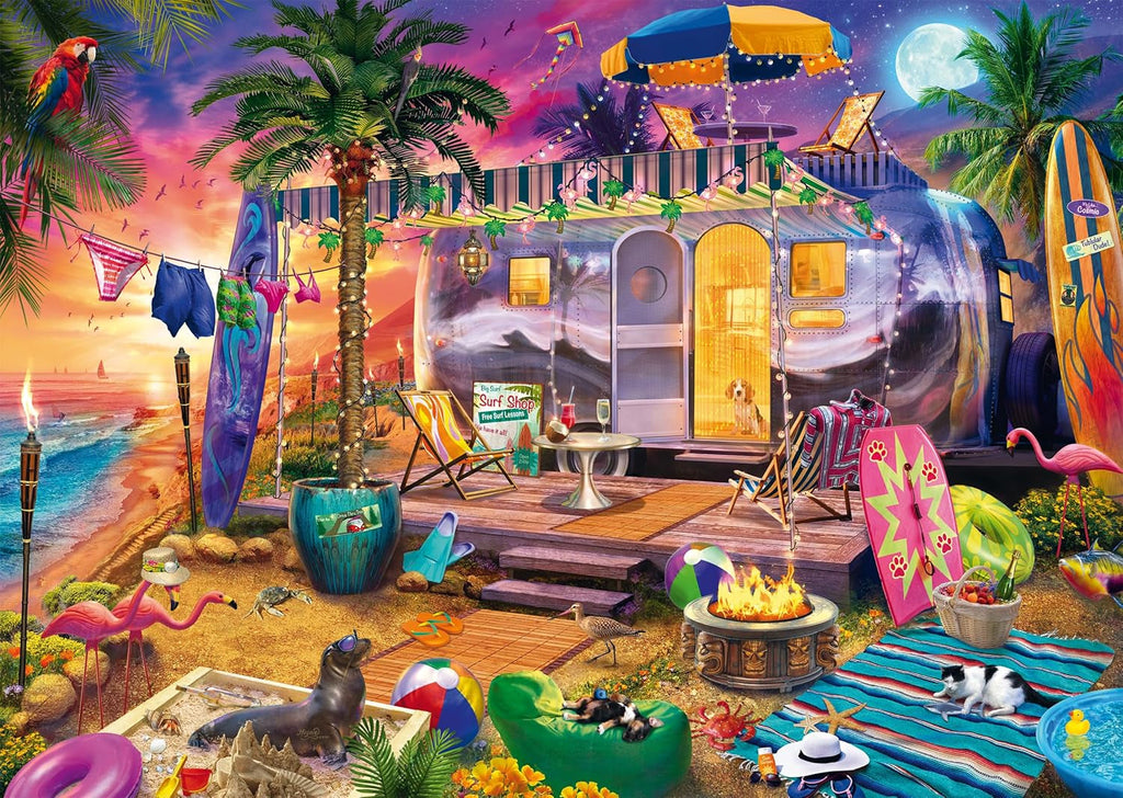 Schmidt Spiele 58573 Jeff Haynie, Mit Dem Wohnwagen Am Meer, puzzle jigsaw 1000 piese Puzzle Naty Shop