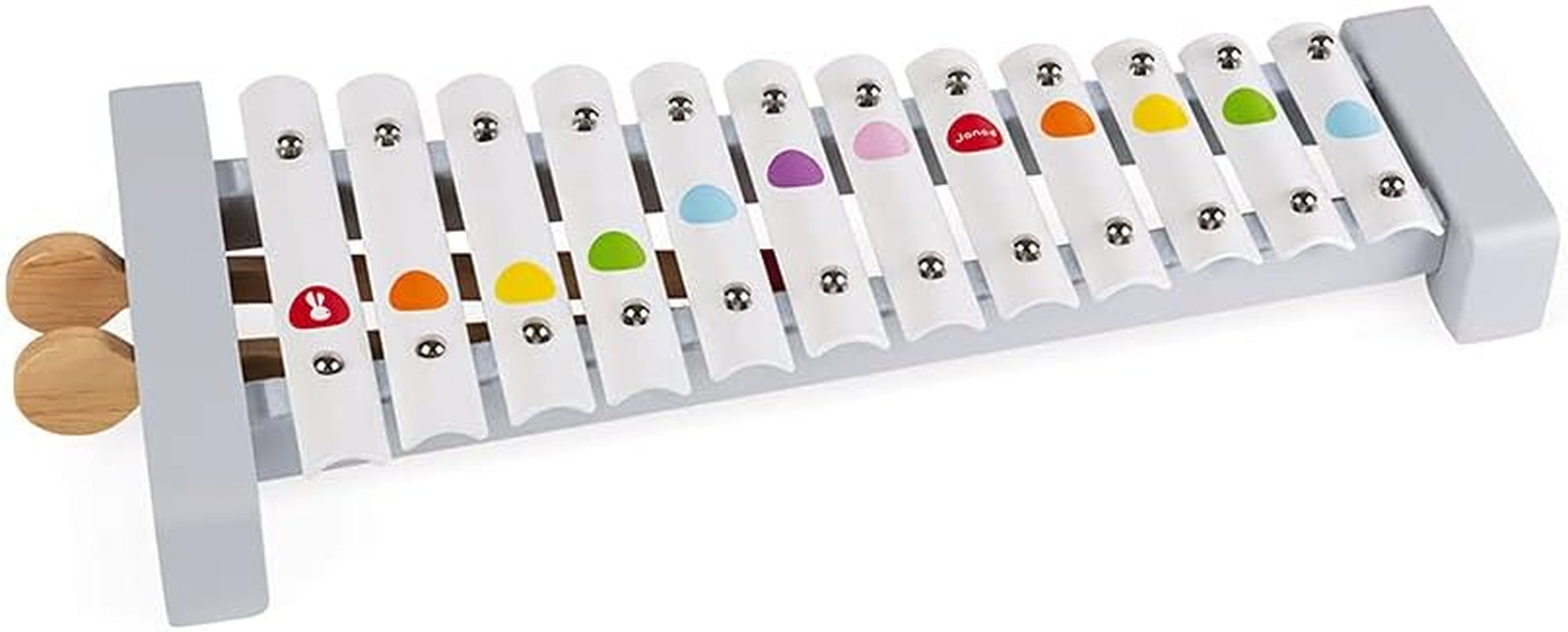 Janod - Xilofon Confetti din lemn și metal, instrument muzical pentru copii, replică de jucărie și jucărie pentru percepție muzicală, de la 2 ani, J07604 Jucarii Bebe Naty Shop