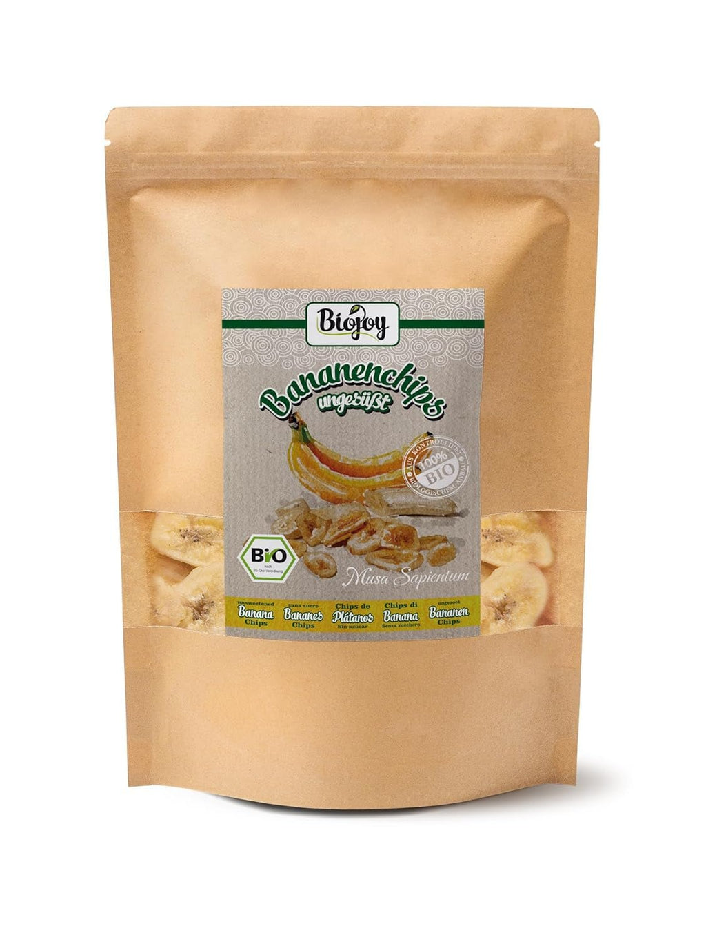 Biojoy chipsuri de banane ecologice (500 g), uscate și nesulfurate Produse deshidratate Naty Shop 500 G