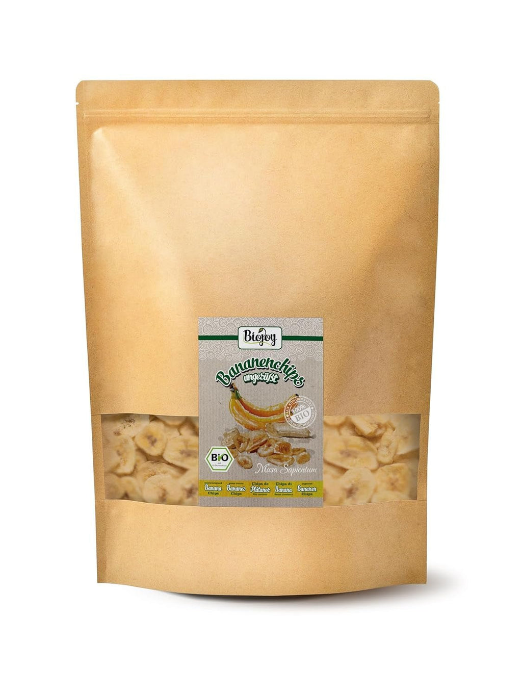Biojoy chipsuri de banane ecologice (500 g), uscate și nesulfurate Produse deshidratate Naty Shop 1 kg (1 pachet)