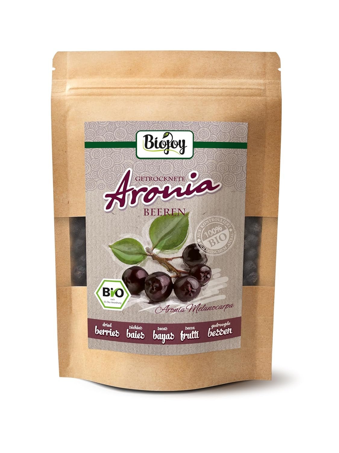 Biojoy fructe de aronia organice (1 kg), uscate și întregi (Aronia melanocarpa) Produse deshidratate Naty Shop 250 G