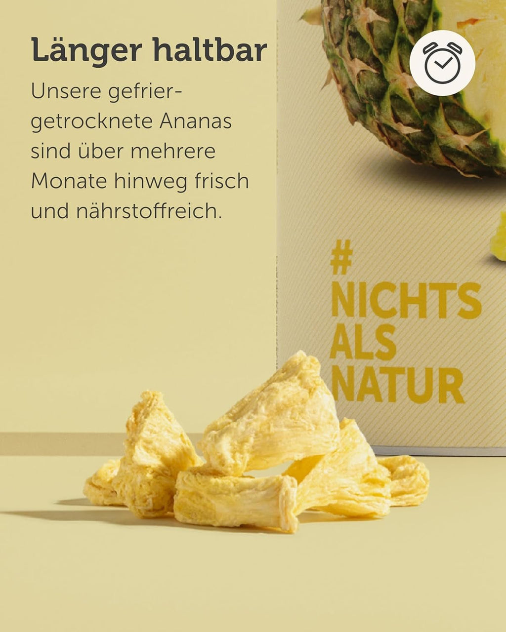 BUAH® Ananas liofilizat | Chipsuri cu ananas ca gustare sau pentru muesli și deserturi | Înlocuitor ideal pentru dulciuri | Vegan și fără zahăr adăugat | 100% fructe liofilizate | 200 g Produse deshidratate Naty Shop