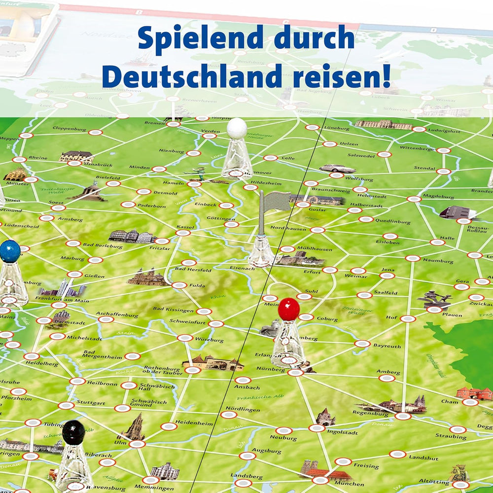 Ravensburger Family Game 26492 – Tour of Germany – rodinná klasika, věk 8+ – párty hra, Německo Cestování, desková hra až pro 6 hráčů, věk 8+