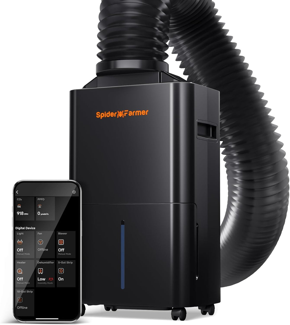 SPIDER FARMER Odvlhčovač, 12L odvlhčovač rostlin s ovládáním vlhkosti, ovládáním aplikací, 24h funkcí časovače pro pěstební stany, elektrický odvlhčovač pro vnitřní zahrady, byty a sklepy