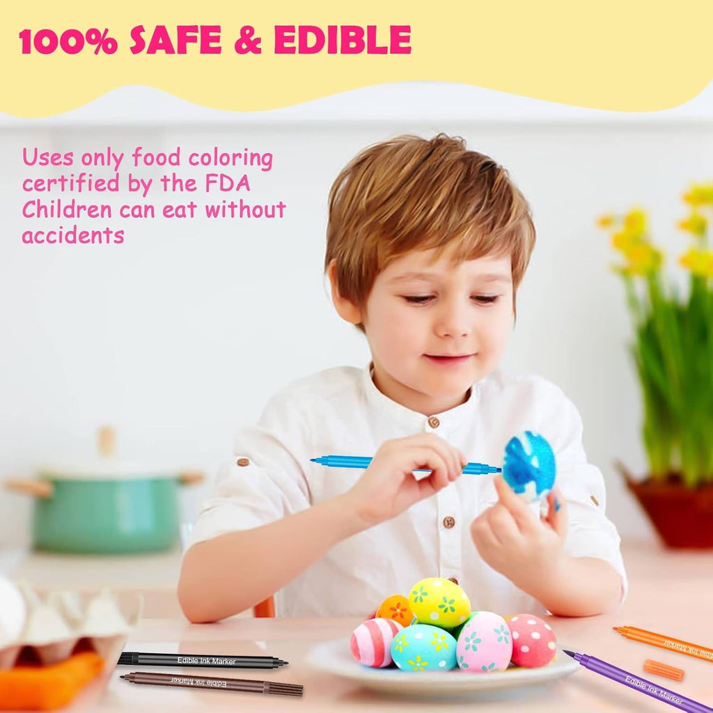 12 bucăți de pixuri colorante alimentare, pixuri colorante alimentare pentru copt, markere alimentare cu vârf fin și gros, pix comestibil pentru prăjituri, fondant, fursecuri, ouă de Paște, macaroane
