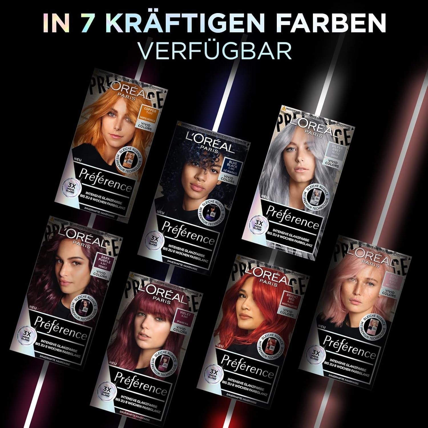 L'Oréal Paris Intensive permanent hair color, Până la 8 săptămâni de păr strălucitor și culoare intensă, Préférence Vivid Colors, Culoare: 8.624 BRIGHT RED, 1 buc (pachet de 2) Vopsea pentru par Naty Shop