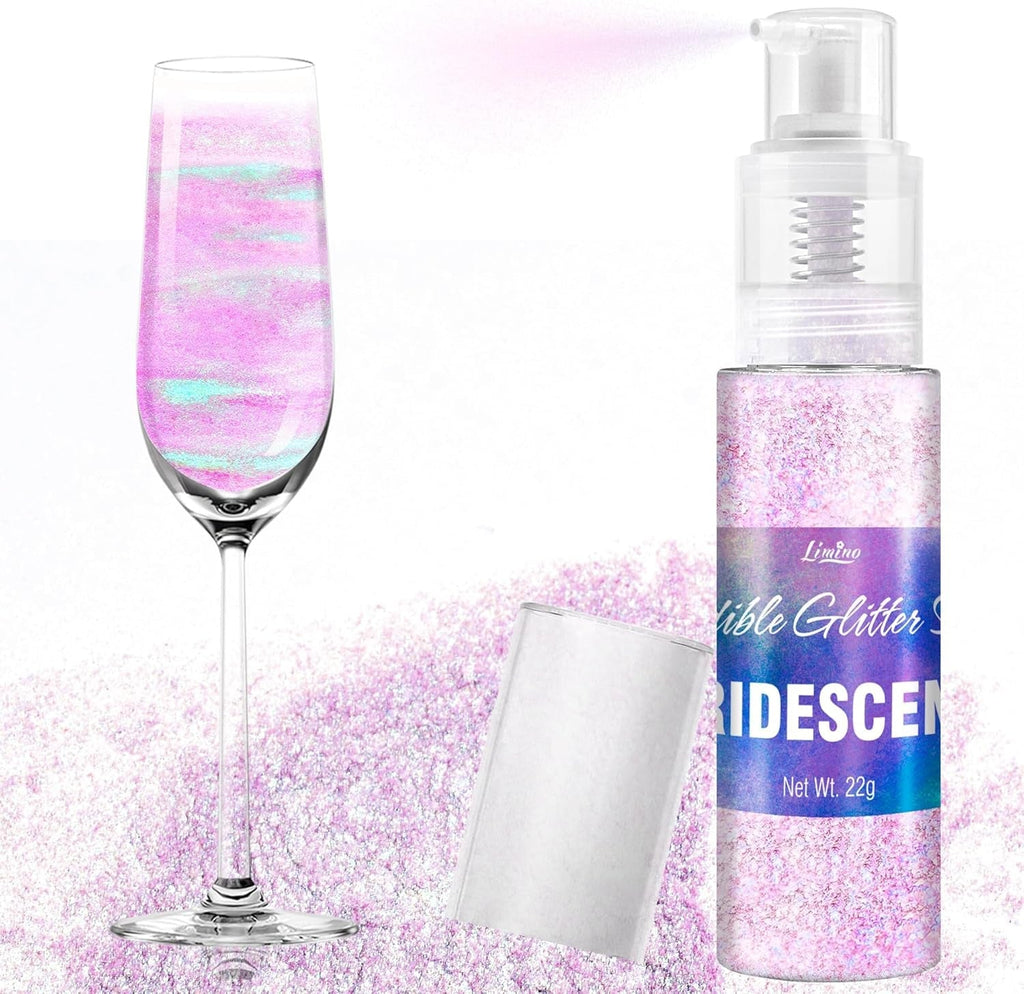 Spray cu sclipici comestibil - 22G sclipici alimentar, pudră cu sclipici comestibilă pentru băuturi, decorațiuni tort, macaroane - pudră cu sclipici colorant alimentar, sclipici comestibil pentru cocktailuri, brioșe (roz)