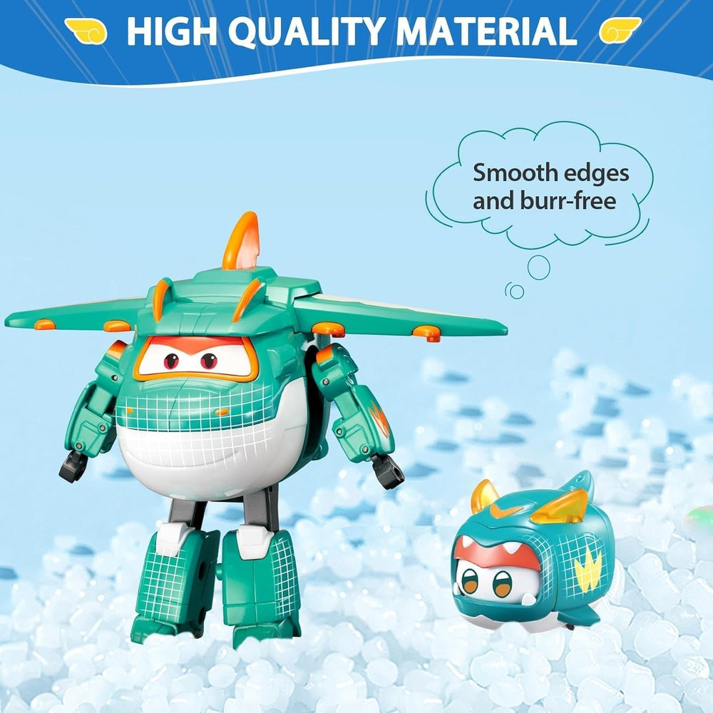 Super Wings EU770447 - Transformující se Tino & Pet, transformující se figurka cca. 14,5 cm a mazlíček o výšce cca. 4,3 cm, pro děti od 3 let Akční figurky Naty Shop