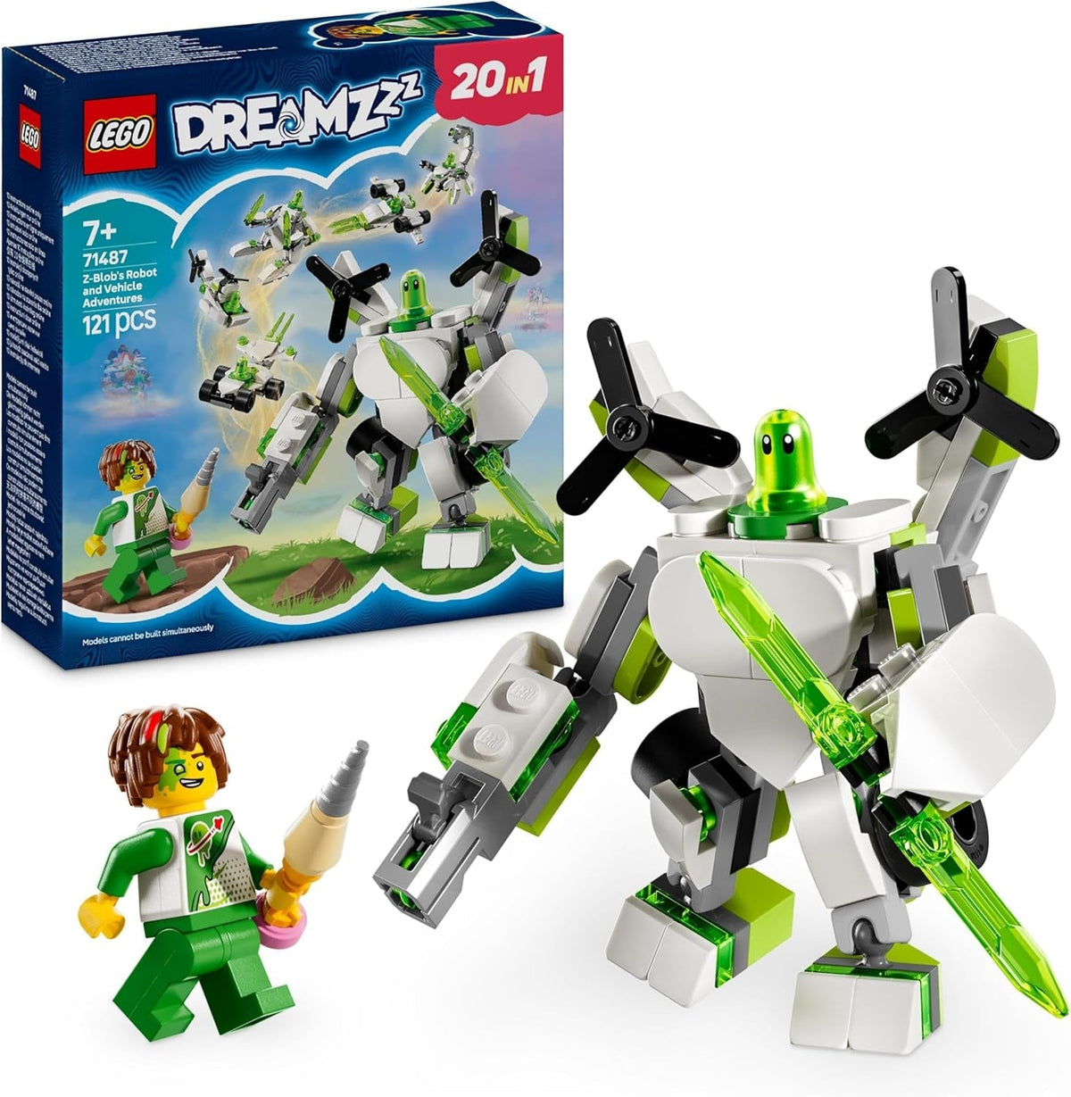 LEGO Dreamzzz Z-Blob's Robot and Vehicle Adventure, Toy Mech 20 v 1, pro dívky a chlapce, děti od 7 let, Herní sada Fantasy s minifigurkou Mateo, 20 verzí stavebnice Z-Blob 71487 Besuche den LEGO-Store Default Title