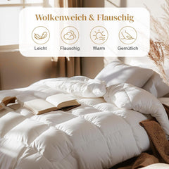 135X200 Plapumă pentru toate anotimpurile 100% plapumă de bumbac cu puf de gâscă și pene, plapumă de pene cu umplutură groasă fără pluș viu, plapumă de tranziție extra pufoasă 3D Baffle Box pentru pat unic, alb Plapumi si pilote Naty Shop