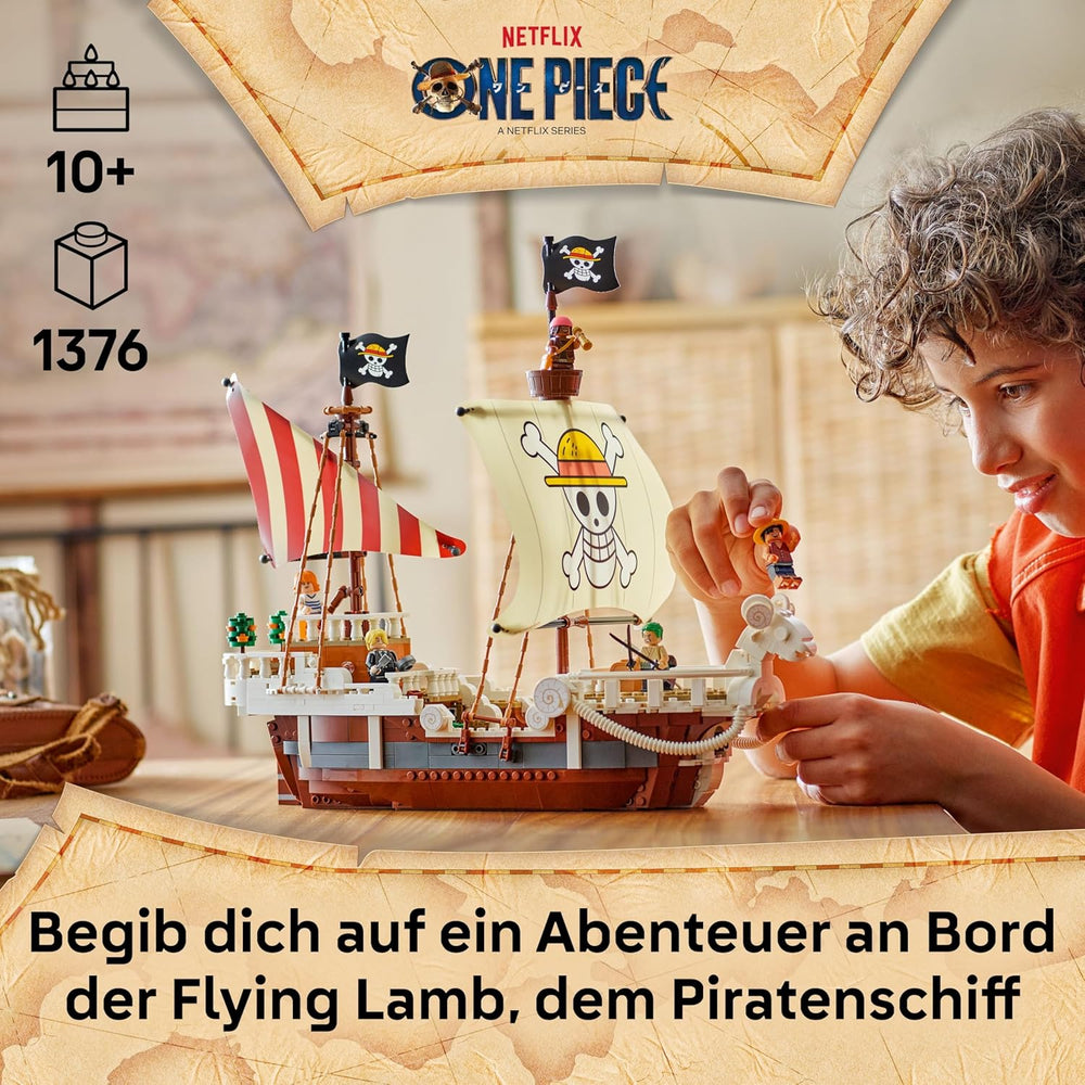LEGO ONE PIECE - Das Piratenschiff Flying Lamb (Going Merry) - Hra s 5 minifigurkami - vč. Luffy, Zoro & Nami - Spielzeug zum Bauen - Geschenk für Jungen, Mädchen & Fans ab 10 Jahren - 75639