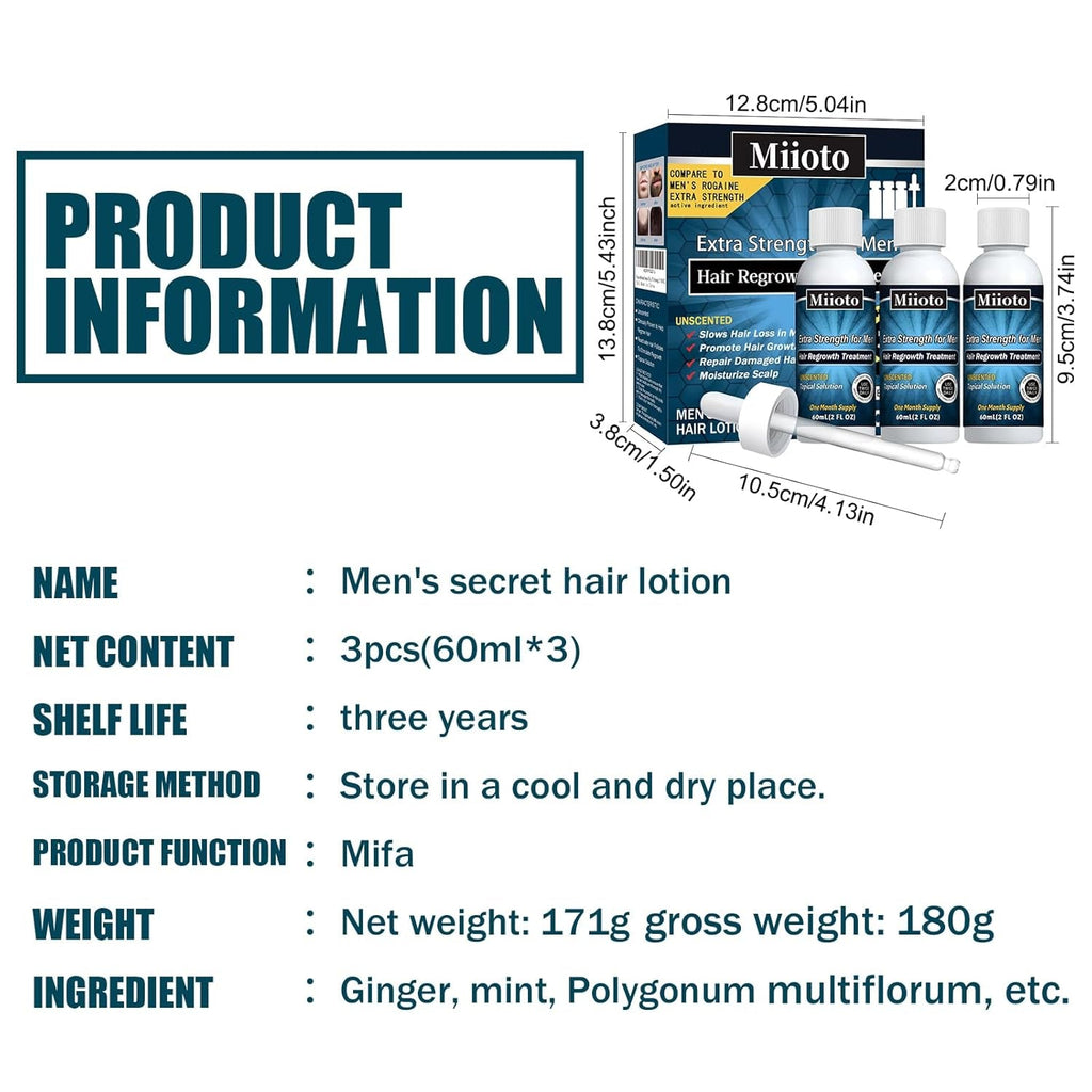 Miioto Hair Growth Serum, 180 ML Produs de creștere a părului pentru bărbați, ser de păr pentru creșterea părului, îngrijirea scalpului Promovează părul mai gros Hrănește scalpul și previne căderea părului Ingrijirea parului Naty Shop