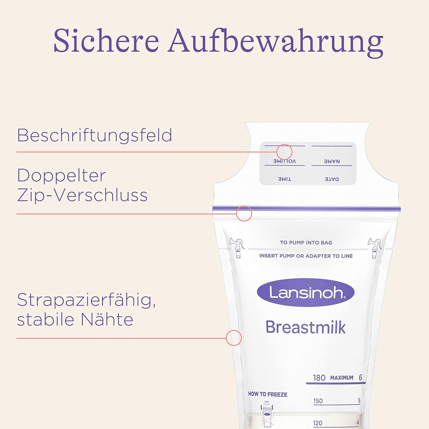 Lansinoh Muttermilchbeutel - 25 Stück - Zum Sicheren Aufbewahren Und Einfrieren Von Muttermilch - Hygienisch & Platzsparend Příslušenství Jídlo a kojení Bebe Naty Shop