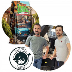 Boabe de cafea prăjite Italiana Bellagio 1kg | 80% Arabica și 20% Robusta | cu note de nuci și ciocolată neagră | proaspăt prăjită, aciditate scăzută | pentru aparate de cafea | Blue Orca Coffee