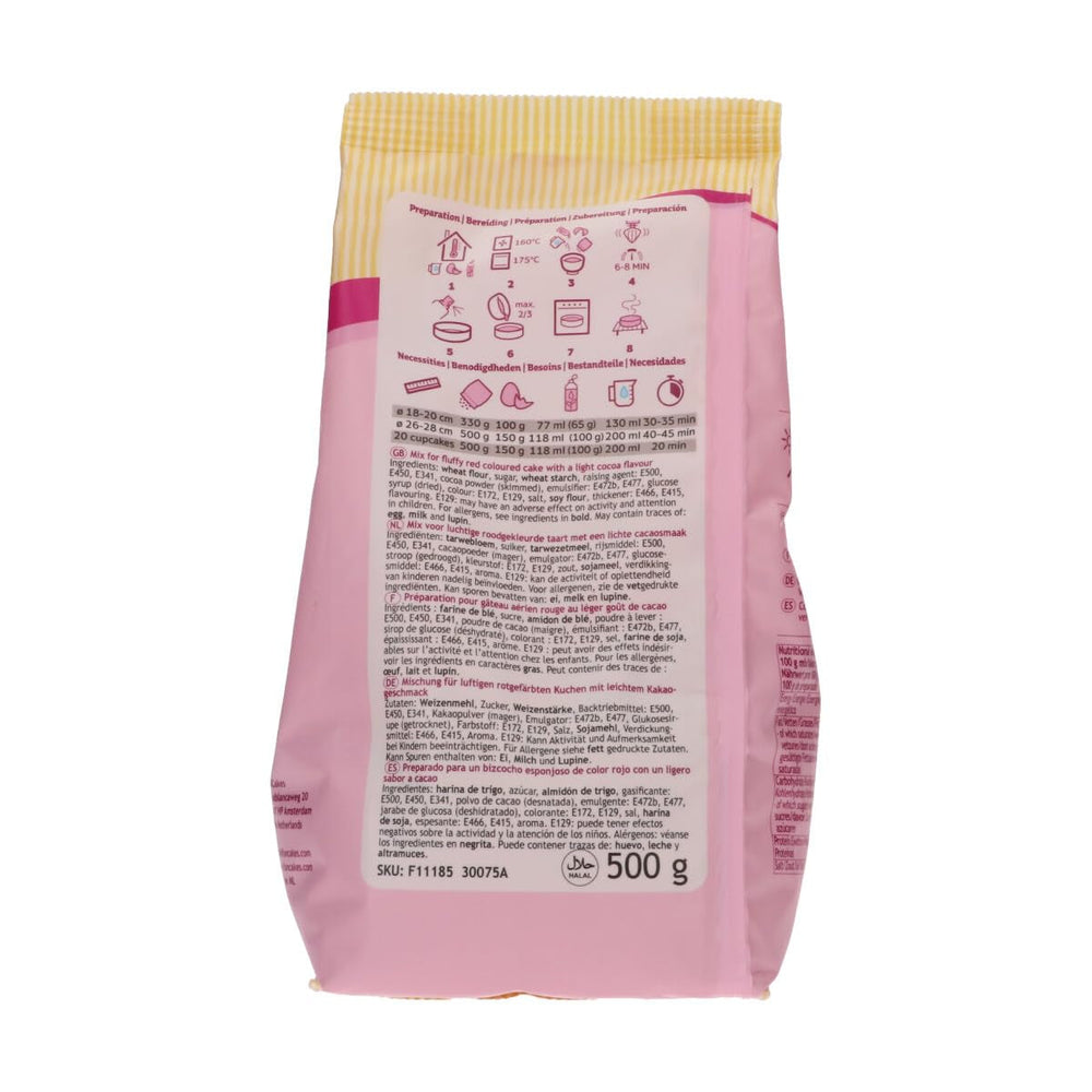Funcakes Mix Für Red Velvet Cake: Einfach Zu Berübenender, Schön Weicher Und Flauschiger Kuchen Mit Leichtem Schokoladengeschmack, Auch Für Cupcakes Aus Rotem Samt Geeignet, Halal. 500 G. Směs na pečení a vaření Naty Shop