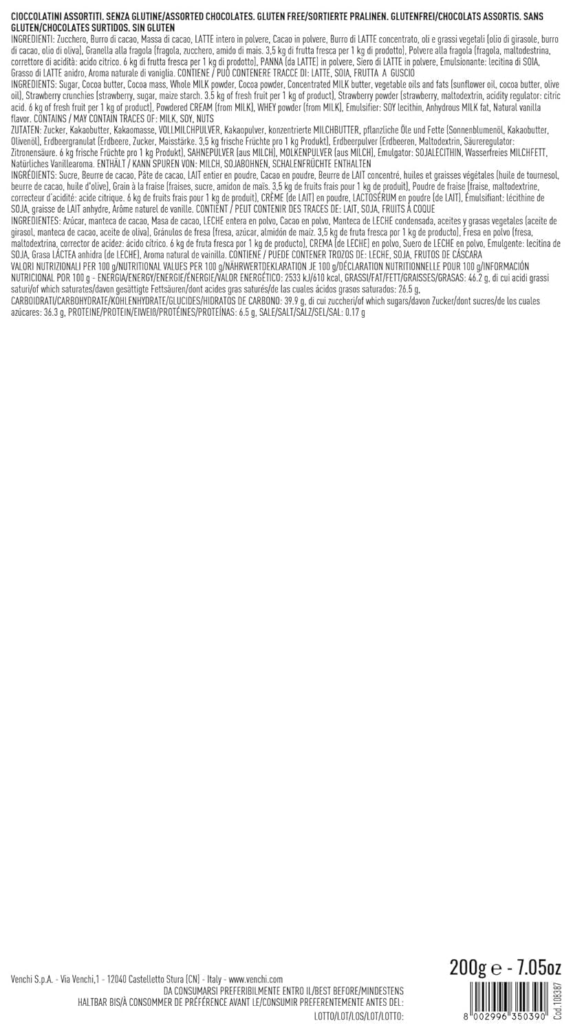 Venchi, Colecția Dolci Italiani - Cutie cadou cu ciocolată asortată, 200 grame Bomboane de Ciocolata Naty Shop