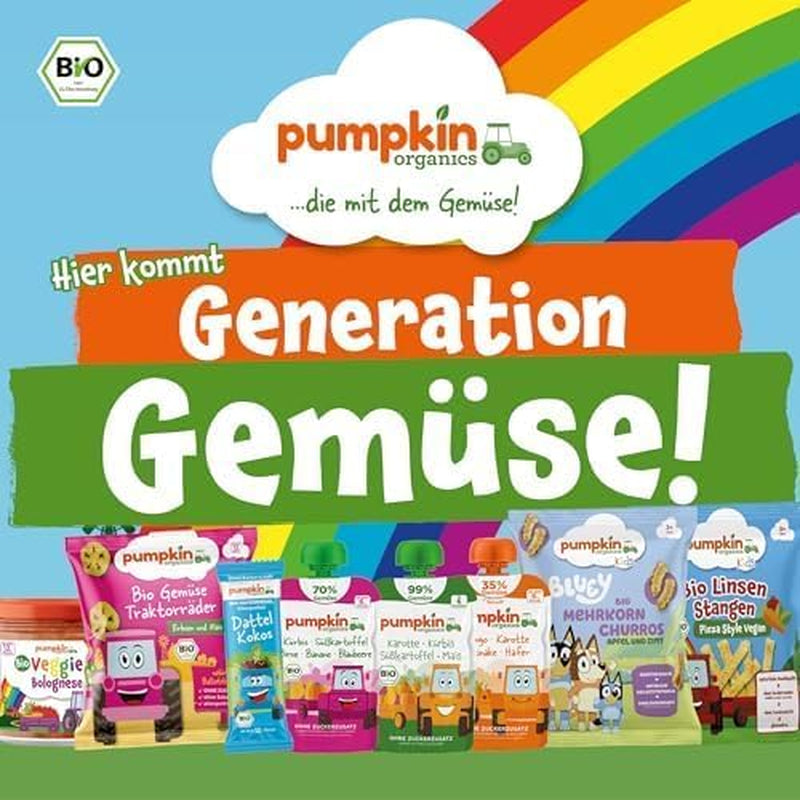 Pumpkin Organics Bio Gemüse-Getreide-Quetschie Kürbis, Birne, Apfel, Pflaume, Hafer ohne Zuckerzusatz¹ - ab 8 Monaten - als Snack nebo Beikost für unterwegs (100 g)