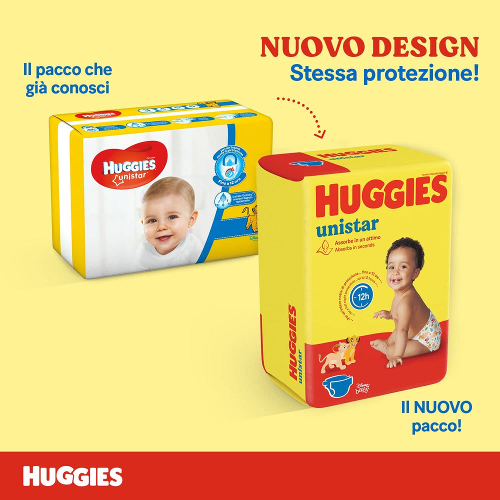 Pleny Huggies Unistar, velikost 4 (7-14 kg), balení 128 ks plen (základní)