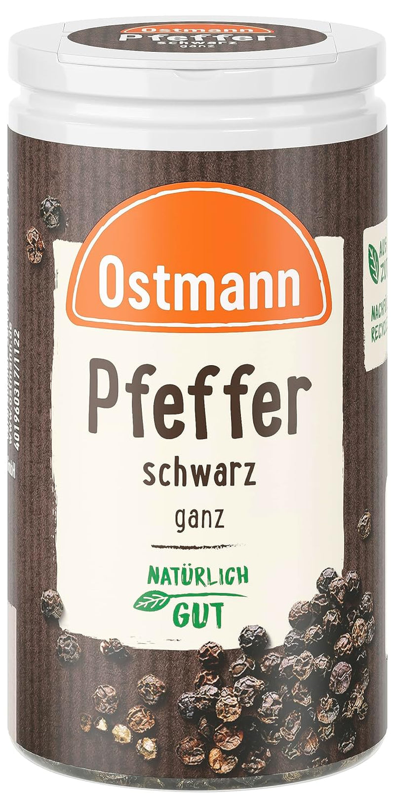 Ostmann Gewürze - Pfeffer schwarz ganz | 40 g v Der Streudose