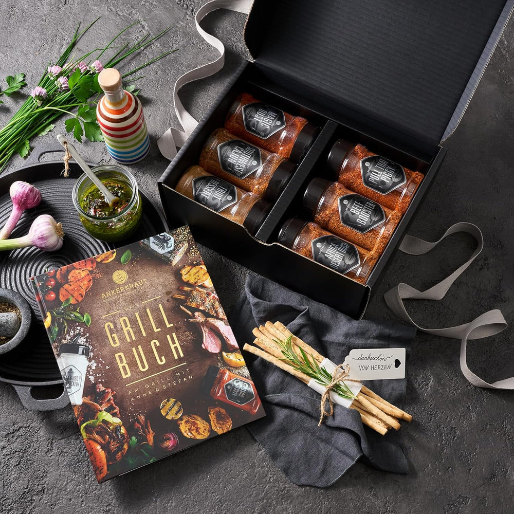 Ankerkraut Grillbuch-Set mit 6 Streuern, 1320 g Gewürze plus Buch im Bundle