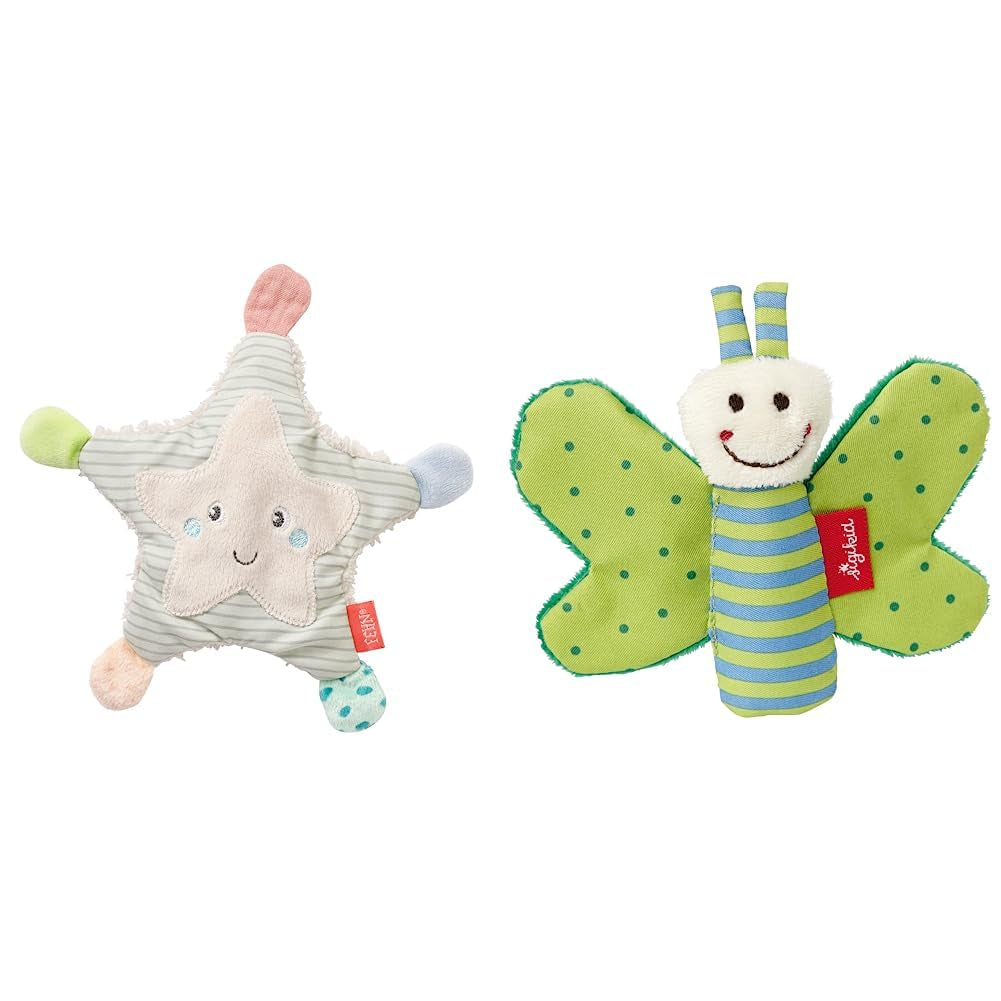 Fehn crackling stea de mare - jucărie pentru bebeluși pentru apucat și jucat & jucărie crackling pentru bebeluși și copii mici de la 0+ luni & SIGIKID 41179 jucărie de apucat fluture roșu stele verzi Jucarii Bebe Naty Shop Titlu implicit