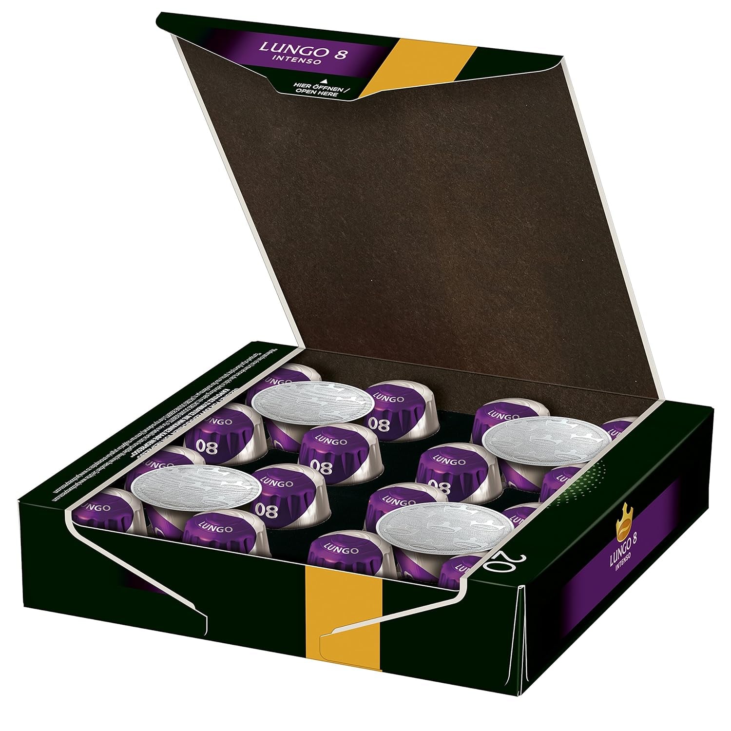 Kaffeekapseln Lungo Intenso, Intensität 8 von 12, 200 Nespresso®* kompatible Kapseln, 10 x 20 Getränke & Kapseln Espresso Intenso, Intensität 10,100 Nespresso®* kompatible Kaffeekapseln, 10x10