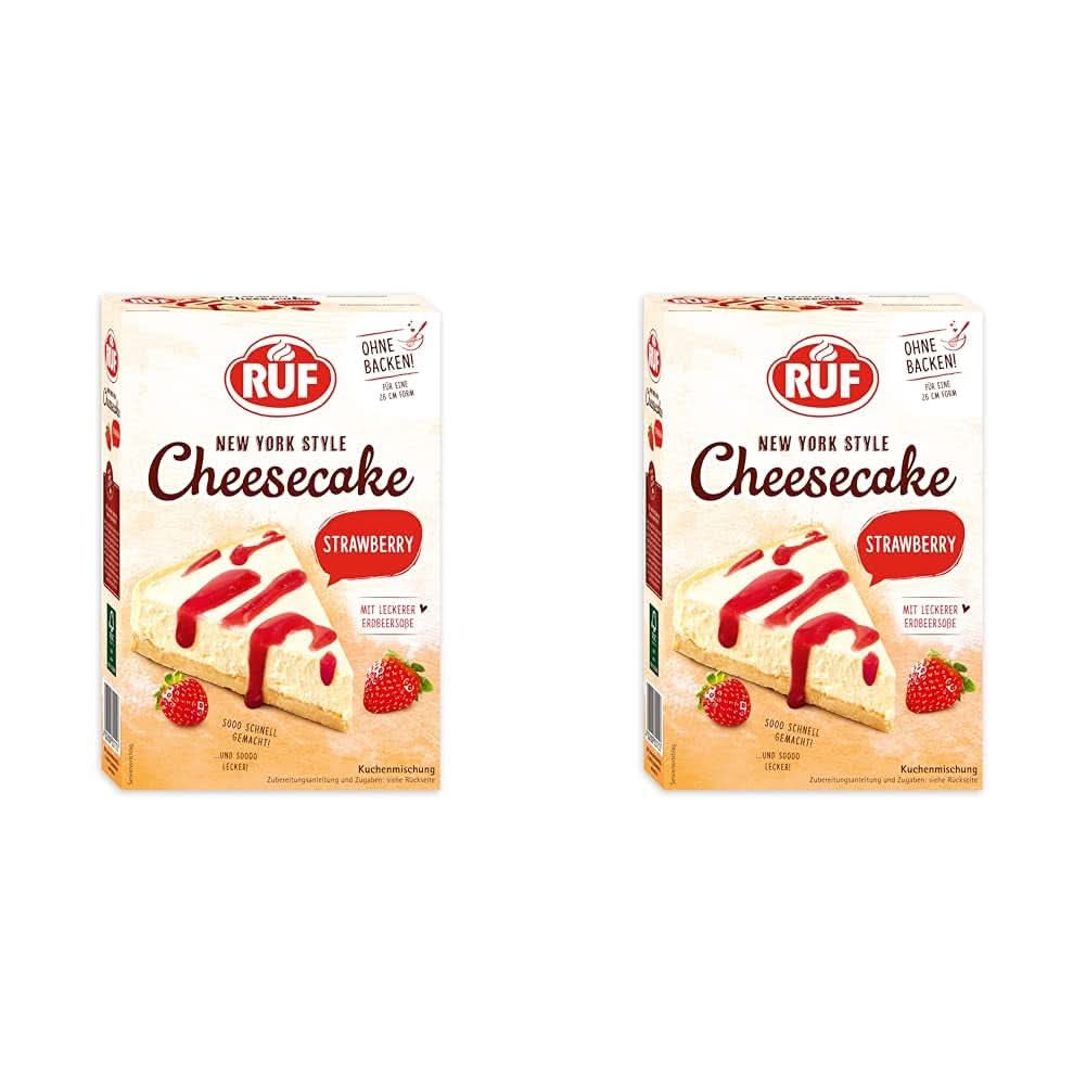 RUF New York Cheesecake Strawberry No Bake, Original American Cheesecake s jahodovou omáčkou, 360 gramů Kitchen Naty Shop 2 x 360 gramů Strawberry Cheesecake