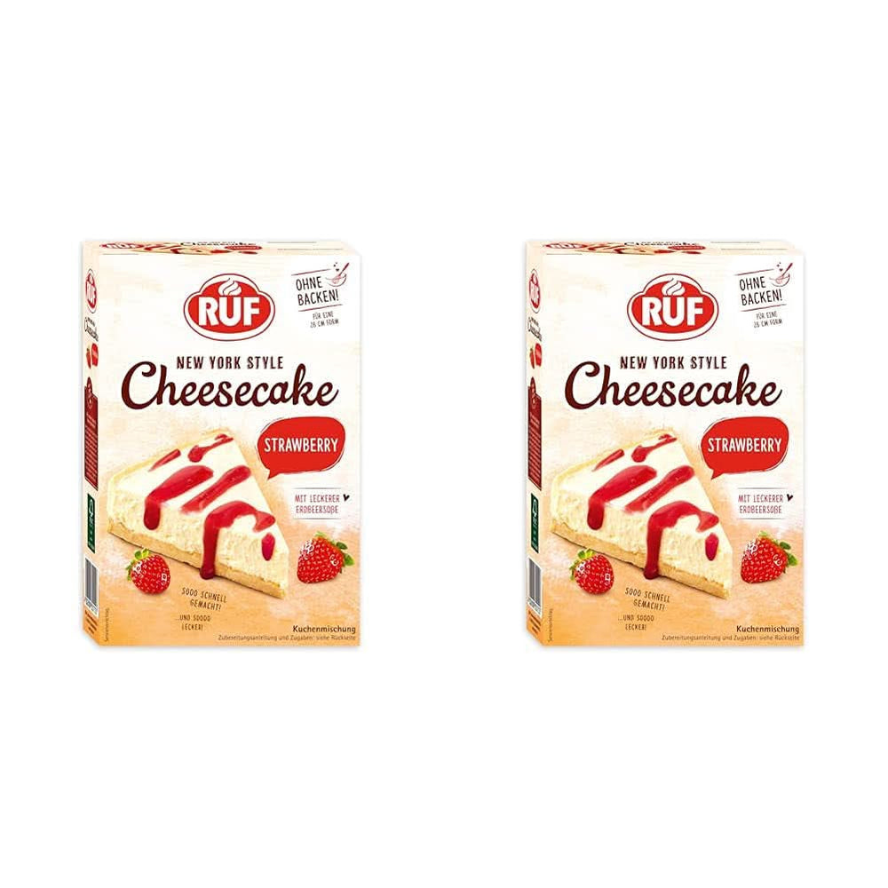 RUF New York Cheesecake Strawberry No Bake, Original American Cheesecake s jahodovou omáčkou, 360 gramů Kitchen Naty Shop 2 x 360 gramů Strawberry Cheesecake