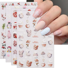JMEOWIO Nagelsticker Weihnachten 6 Blatt Nail Art Sticker Selbstklebend Nagelaufkleber Schneeflocke Winterurlaub Niedlich Dekoration Nageldesign Zubehör