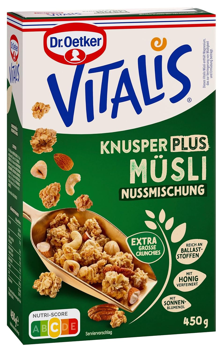 Dr. Oetker Vitalis KnusperPlus Double Chocolate: Křupavé müsli s mléčnou a hořkou čokoládou, balení 7 ks (7 x 450 g)