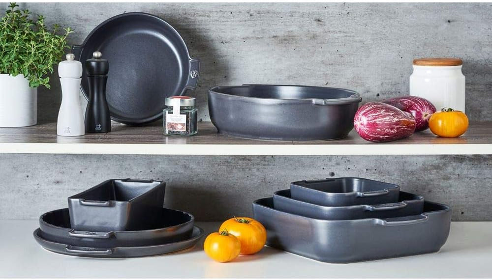 Peugeot Appolia Rechteckige Auflaufform Mit Griffen, Keramik, Schiefer / Grau, 7,2X31X21,7 Cm, Fassungsvermögen: Ca. 2 L, 60060 Formy a plechy na pečení Naty Shop