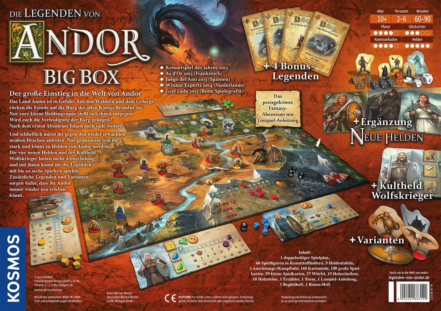 Kosmos 683122 Legends of Andor – Big Box, základní hra (Kennerspiel des Jahres 2013) a další rozšíření, fantasy klasika, kooperativní fantasy stolní hra, věk 10+