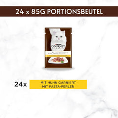 Hrană umedă pentru pisici Gourmet A la Carte cu pui, spanac și perle de paste, pachet de 26 (26 x 85g)