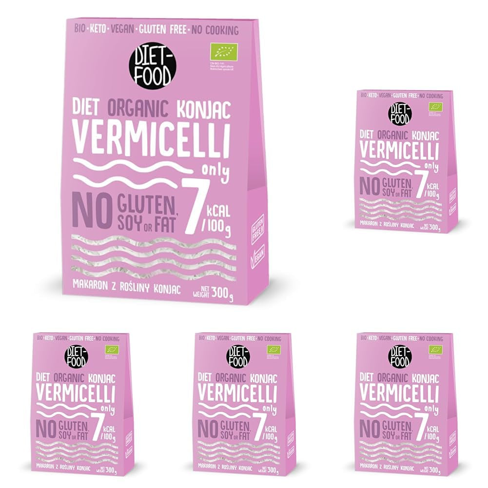 DIETNÍ POTRAVINY Bio Shirataki Konjac instantní rýže, Nízkosacharidový, Nízkokalorický, Veganský, Bez tuku, Bez sóji, Bez lepku, Keto Friendly, Hubnutí, 300 gramů