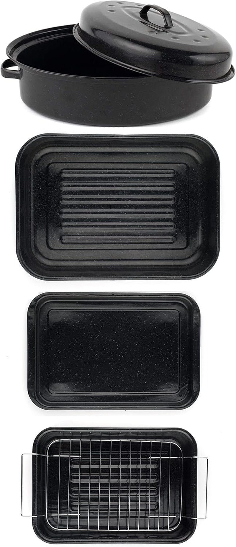 Russell Hobbs CW9161 Romano 34Cm Smaltovaný Bräter - Mit Gitter, Rechteckige Auflaufform Mit Rost, Spülmaschinenfest Ofenform, Grill Auflaufform, Bratform Für Backofen Ofenbeständig Bis 230° Formy a plechy na pečení Einheöß Naty Shop