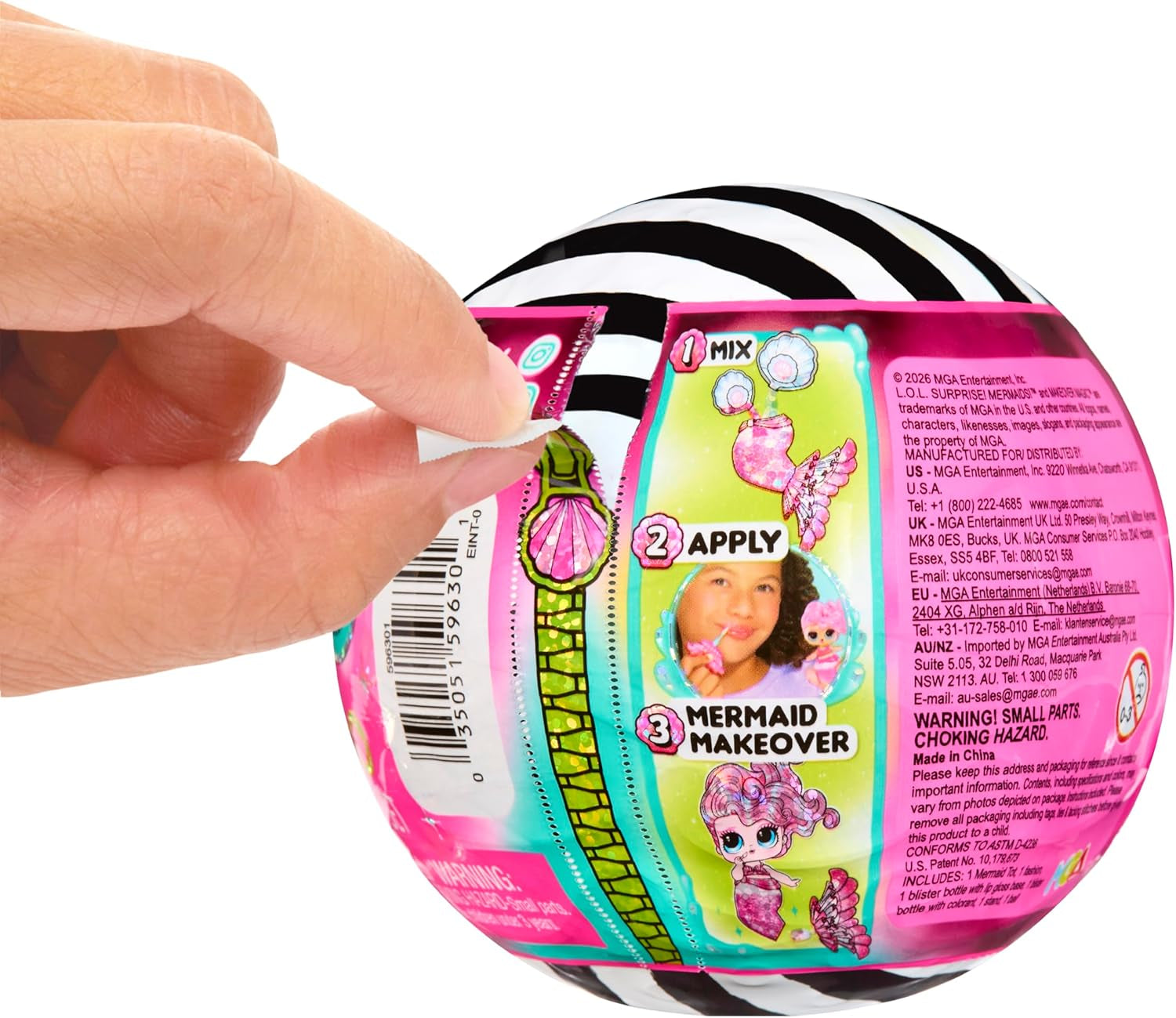 LOL Surprise! Mermaids Makeover Magic Tots – Luciu de buze adevărat pentru tine și păpușa ta, pentru a te crea singur, a amesteca și a crea machiaj, Joc distractiv cu apă, 6 păpuși de colecționat – Vârste 4+