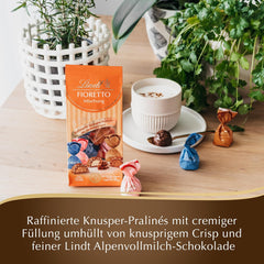 Čokoláda - Sortiment FIORETTO Minis | 115 g | Přibl. 10 pralinek z mléčné čokolády v příchutích marcipán, cappuccino a nugát, obsahuje alkohol | Čokoládová dárková sada | Čokoládová dárková sada (balení 5 ks)