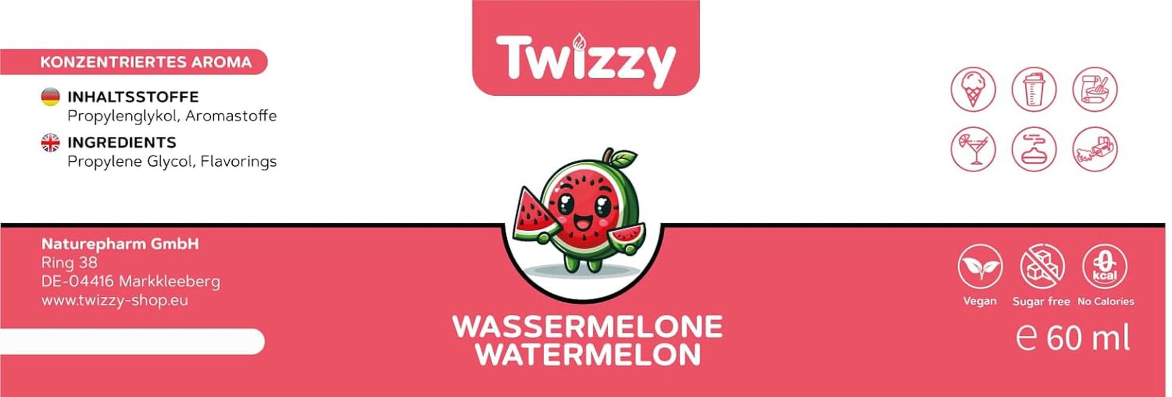 Twizzy Watermelon, Food Arome - 60 ml - Intenzivní aroma Arome Naty Shop