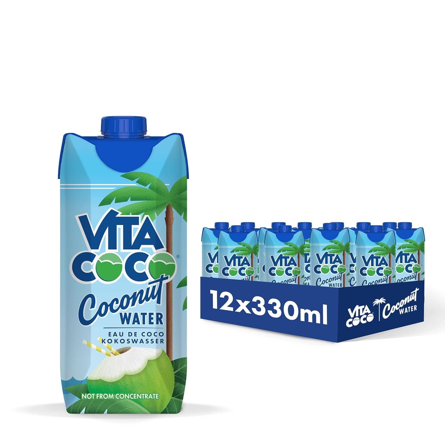 Vita Coco Pure Coconut Water 12 X 330 ml, přírodní hydratační krém s elektrolyty, bezlepkový, plný vitamínu C a draslíku Nealkoholické nápoje Naty Shop