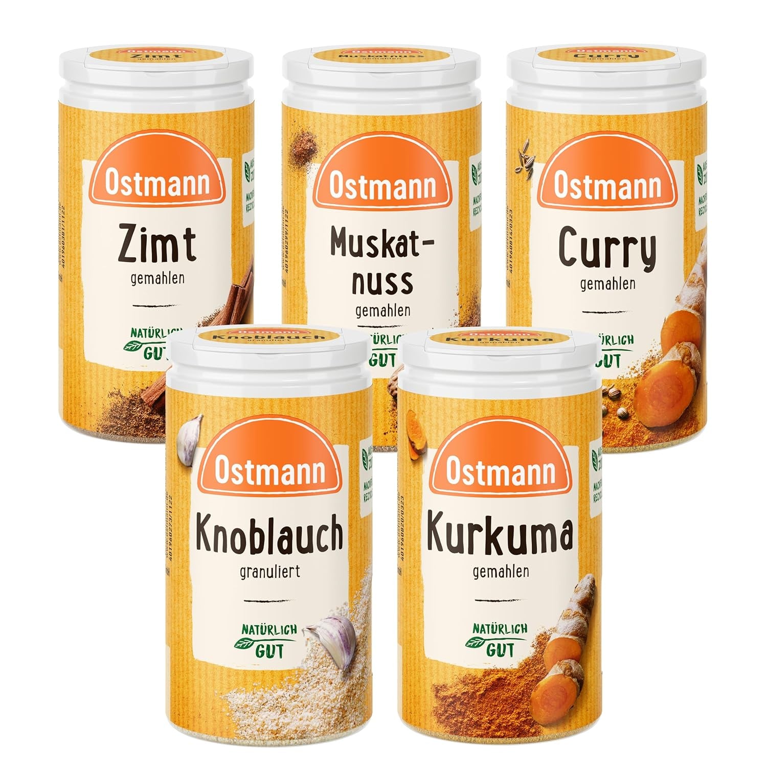 Ostmann Gewürze - gefülltes Gewürzregal mit 21 Gewürzdosen | Set aus Gewürze, Kräuter, Gewürzmischungen | zum Aufhängen | pro Schranktür | Sní: 1 kus