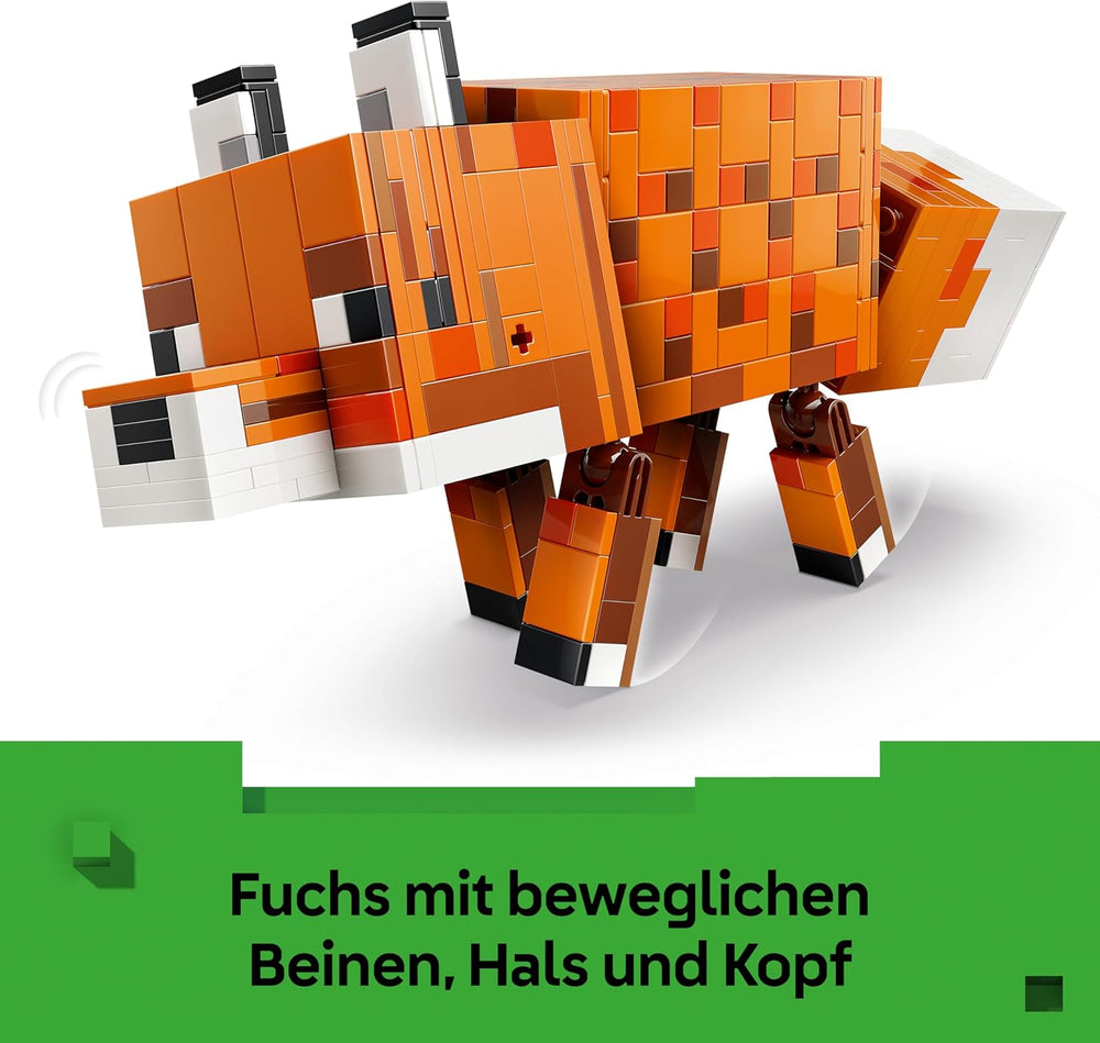 LEGO Minecraft Der Fuchs - 3D-Puzzle Tierfigur mit Zubehör - Herní Deko pro Schlafzimmer nebo Gaming Raum - Hráč Spielzeug zum Geburtstag für Jungen, Mädchen und Fans ab 10 Jahren - 21588