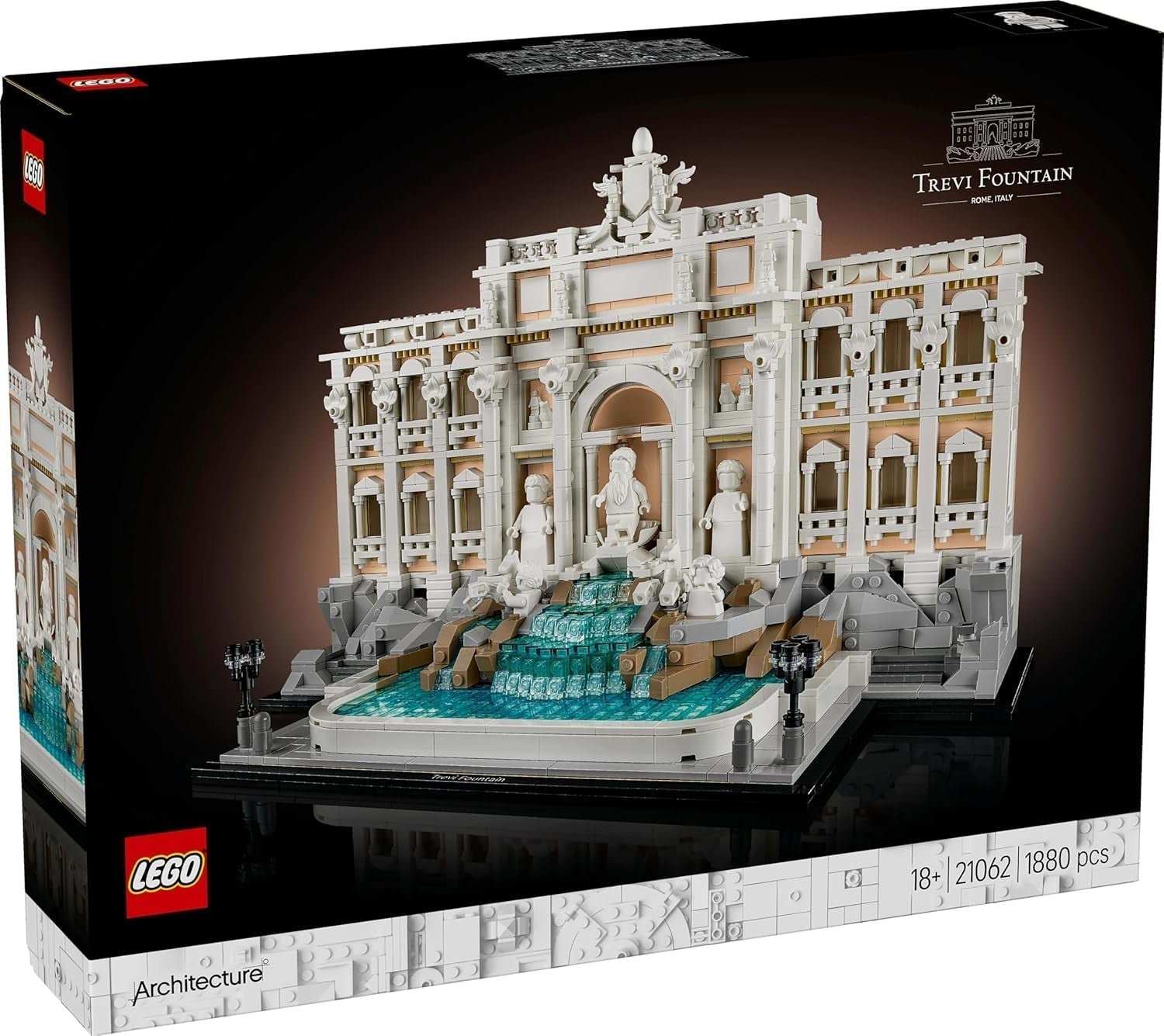 LEGO Architecture Fontána di Trevi – Model římské památky se sochami Minifigurek – sbírkový kousek do kanceláře a obývacího pokoje – dárek pro dospělé a milovníky architektury 21062 Stavebnice Besuche den LEGO-Store