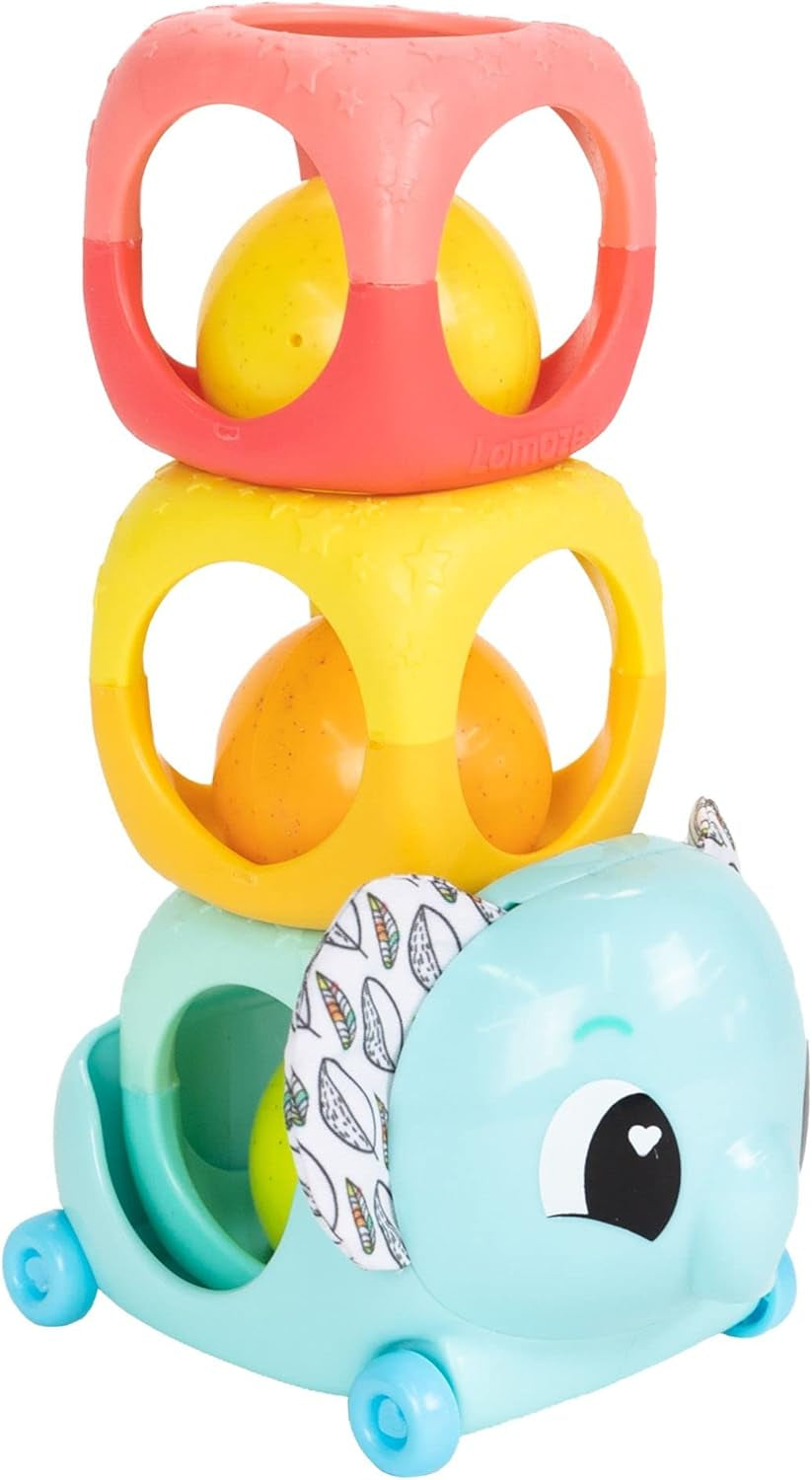 LAMAZE Octivity Time Baby Jucărie senzorială, bebeluș moale pentru joacă și descoperire, Octopus Toddler potrivit de la 6 luni, băieți și fete de peste 1 an Jucarii Bebe Naty Shop Set de blocuri zornăitoare stivuibile