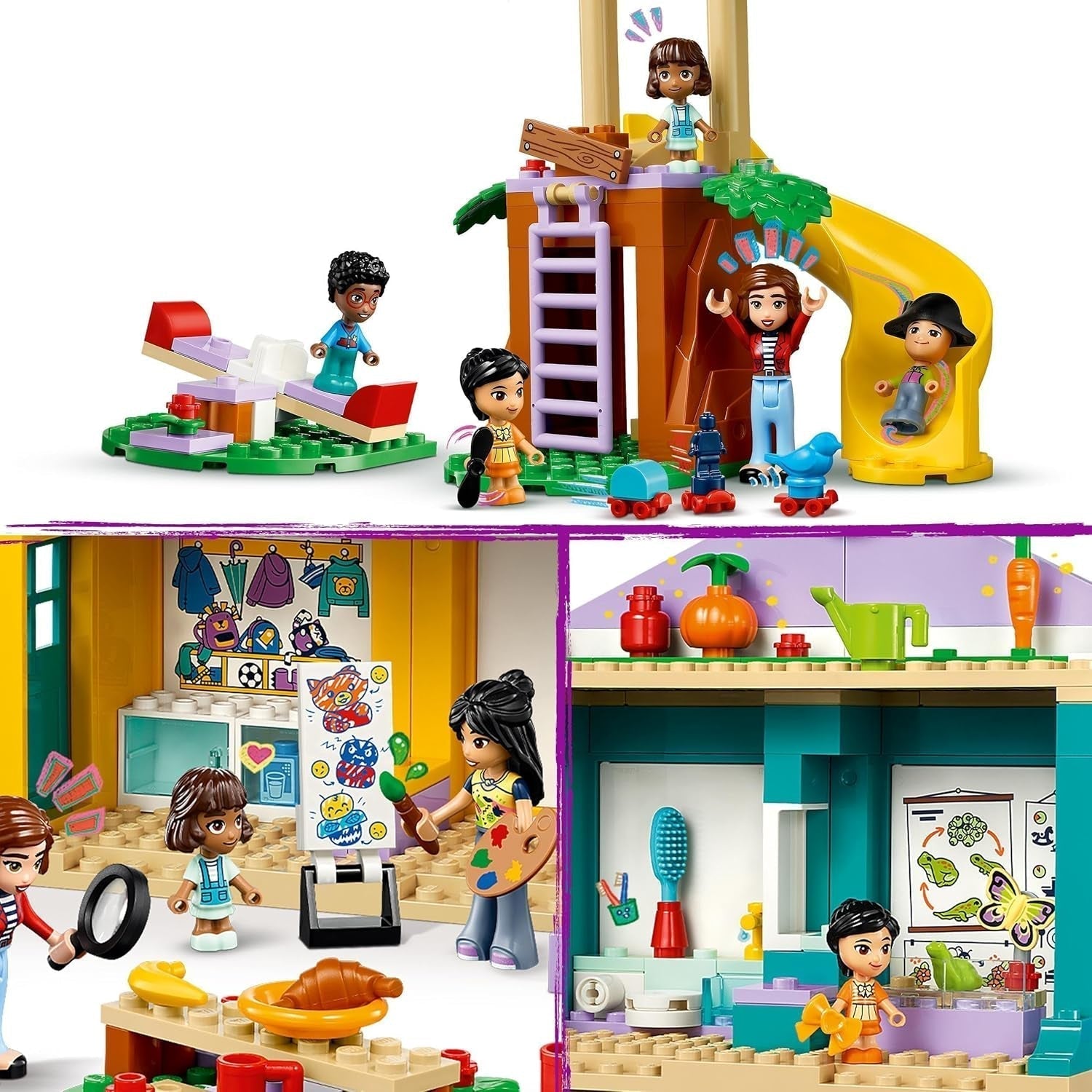 LEGO Friends Hrací sada pro mateřskou školu v městečku Heartlake pro dívky a chlapce 4 roky stará kreativní hra na role se 2 figurkami a 4 mikrofigurkami Hračka pro sociální rozvoj 42636 Stavebnice Besuche den LEGO-Store