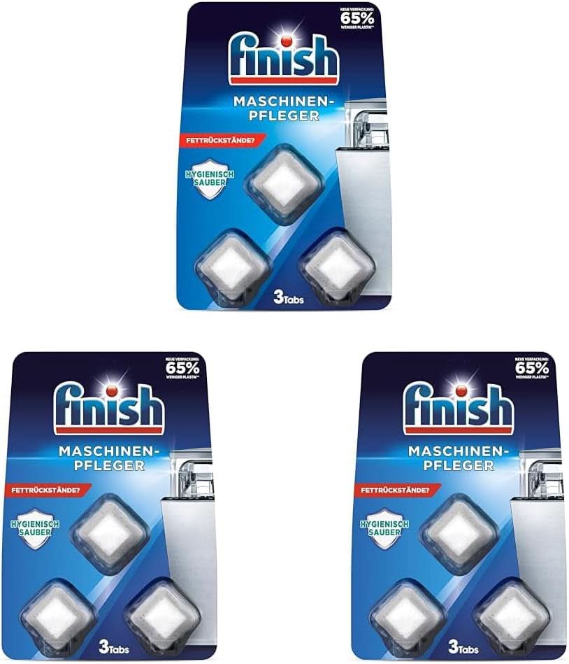 Finish Machine Cleaner Tabs - Pastile pentru mașina de spălat vase împotriva murdăriei și grăsimii din interiorul mașinii de spălat vase, 3 pastile Naty Shop 3 Seturi cu 3 pastile